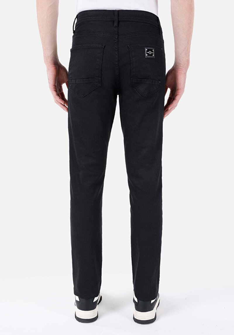 Straight Fit Düşük Bel Düz Paça Erkek Lacivert Fermuarlı Jean Denim Pantolon