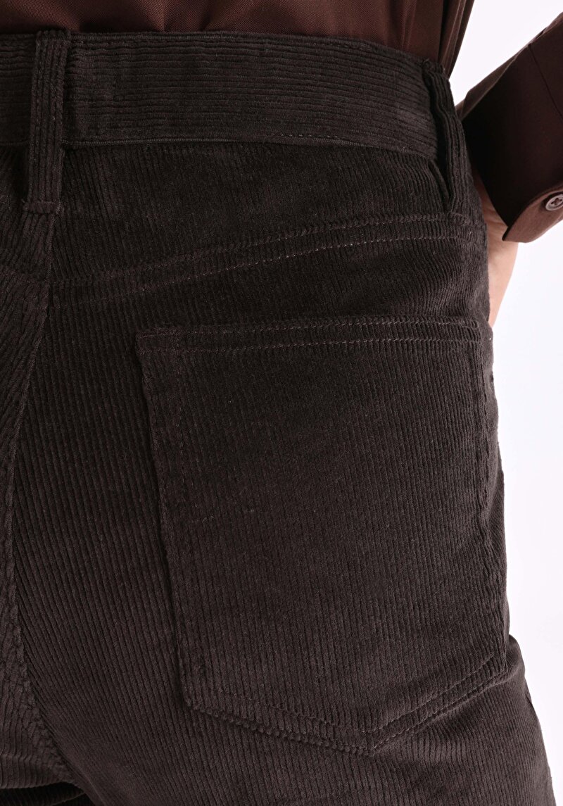 Regular Fit Yüksek Bel Geniş Paça Kadın Antrasit  Pantolon