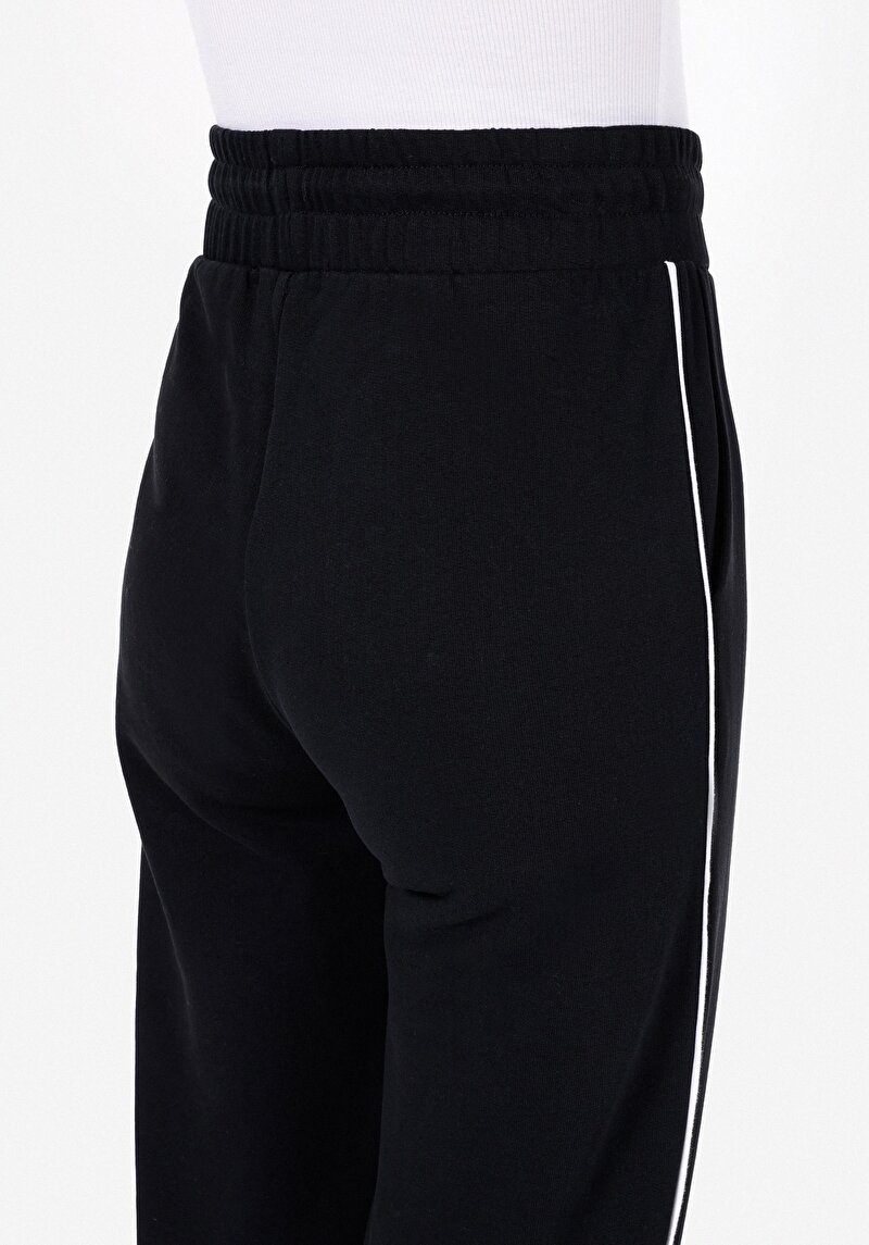 Regular Fit Orta Bel Düz Kadın Siyah Eşofman Altı