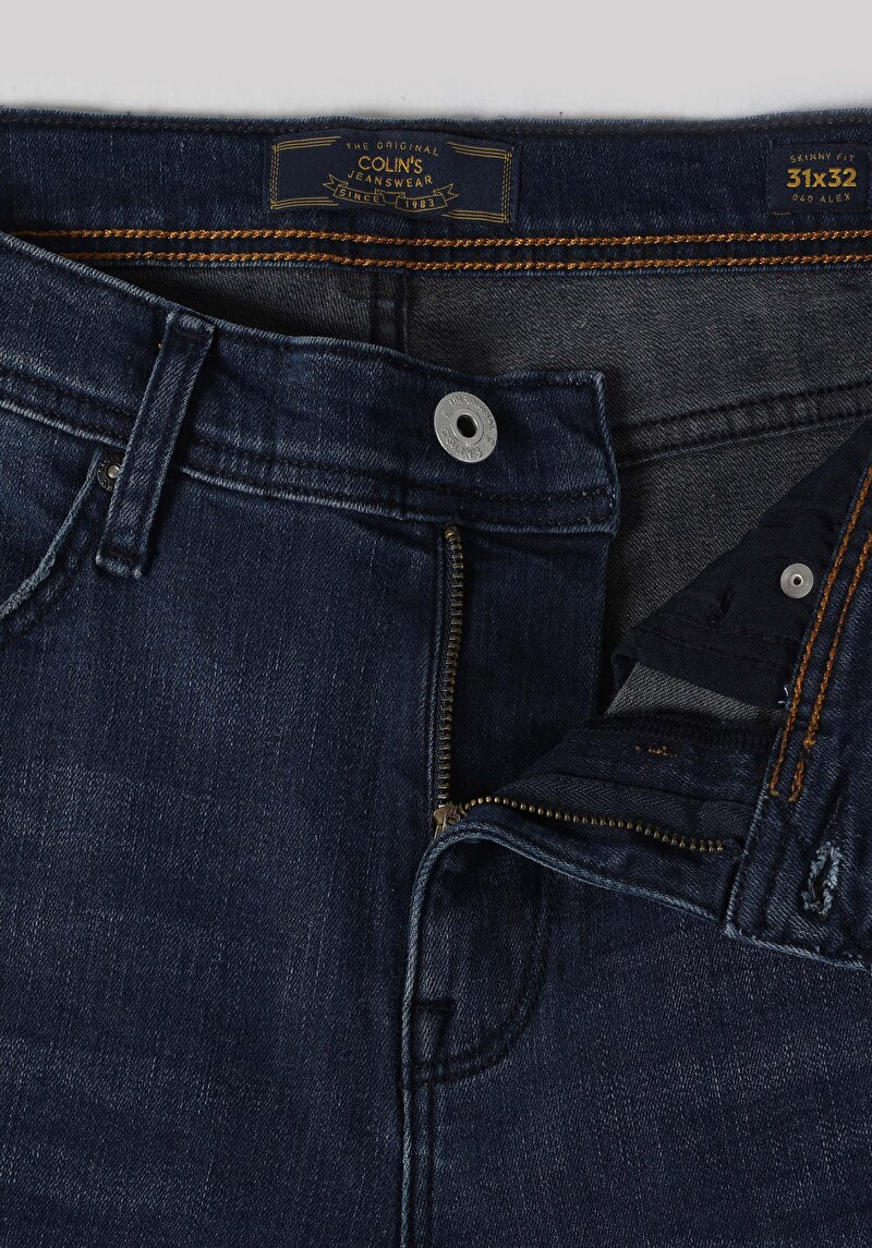 Skinny Fit Düşük Bel Dar Paça Erkek İndigo Jean Pantolon