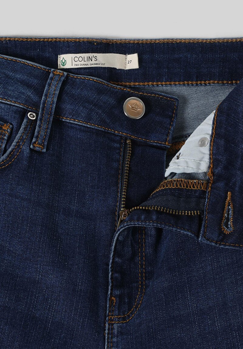 Skinny Fit Cepli Kadın Denim Jean Pantolon