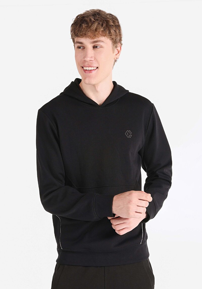 Regular Fit Erkek Siyah Sweatshirt