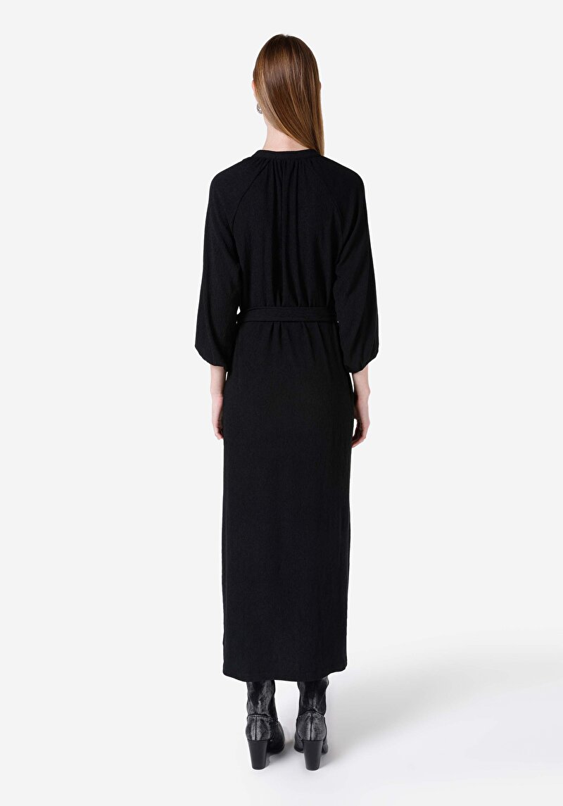 Regular Fit Kadın Siyah Uzun Kol Elbise