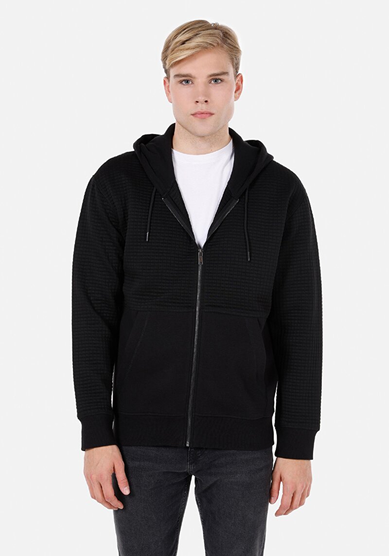 Comfort Fit Erkek Siyah Sweatshirt