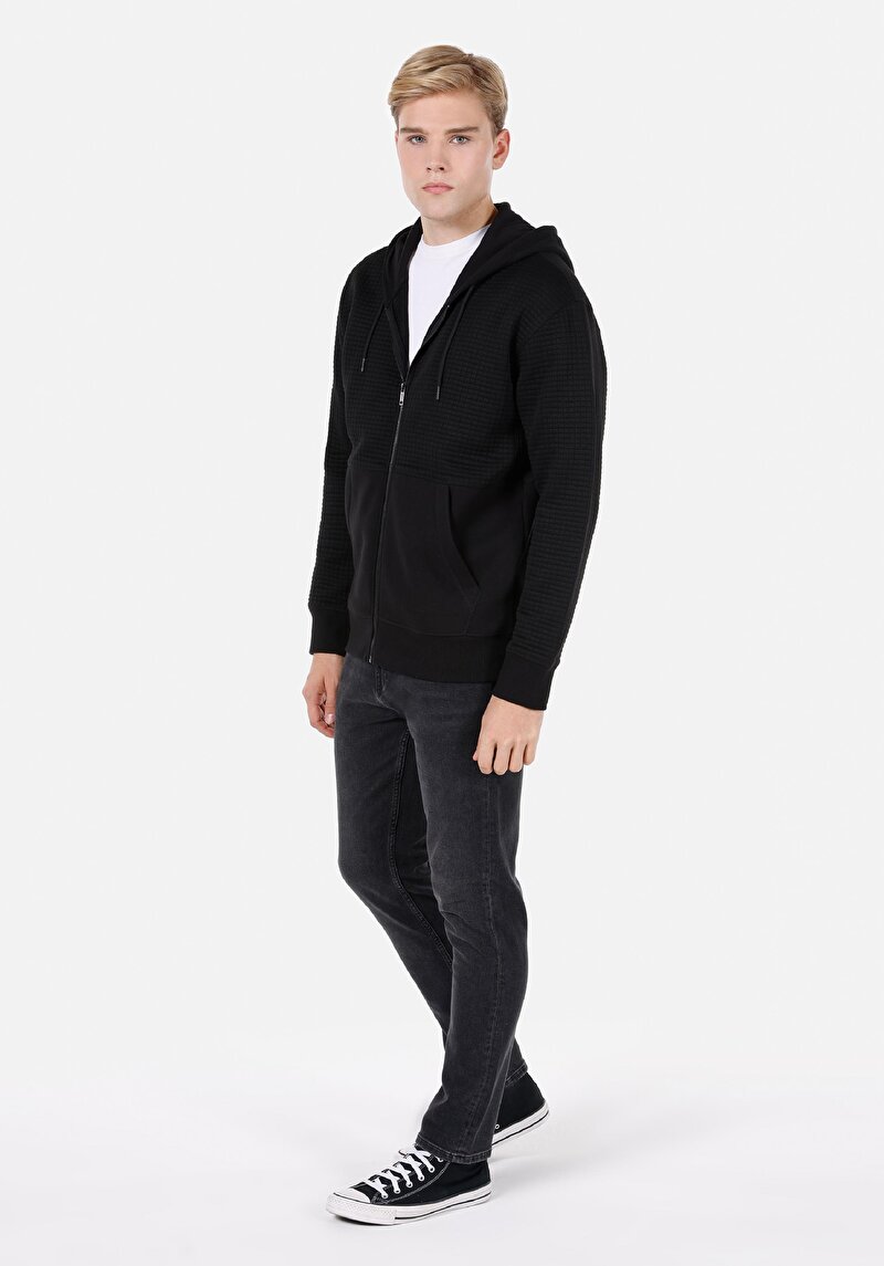 Comfort Fit Erkek Siyah Sweatshirt