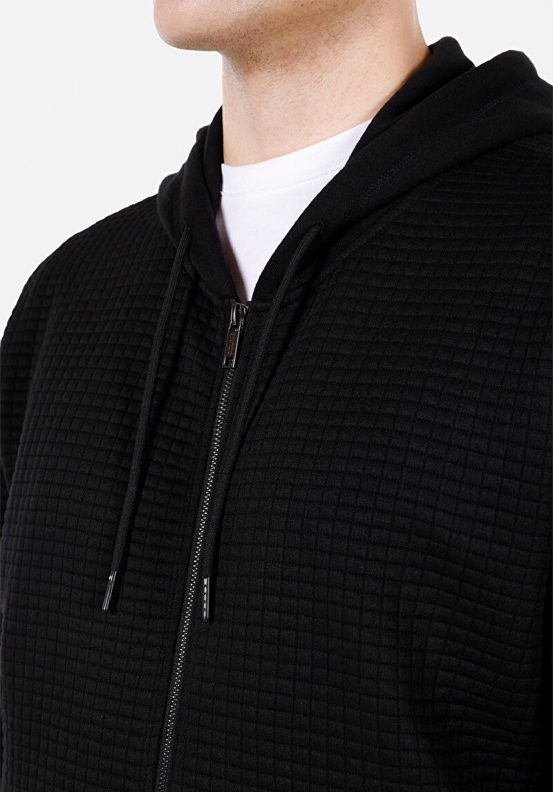 Comfort Fit Erkek Siyah Sweatshirt