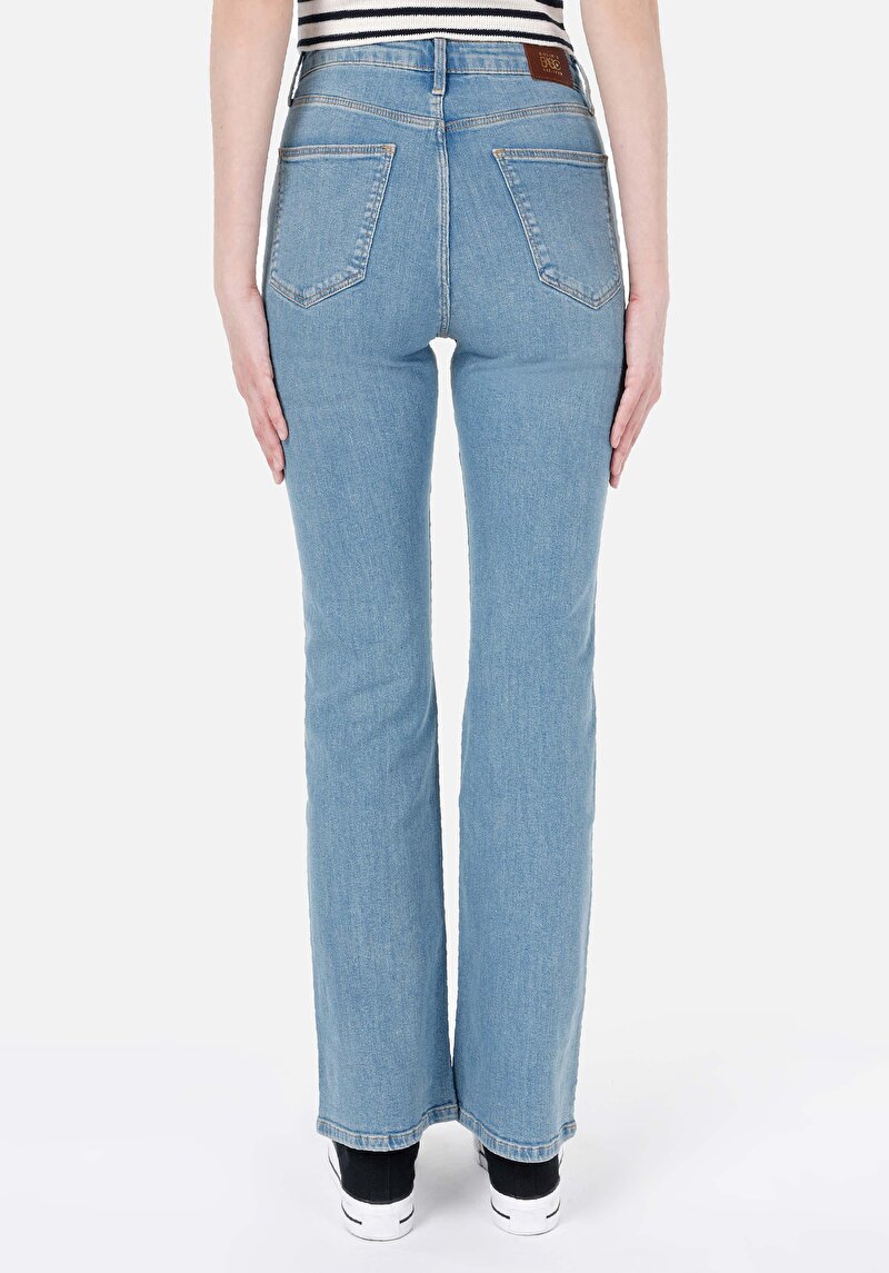 Regular Fit Yüksek Bel Geniş Paça Kadın Denim Jean Pantolon