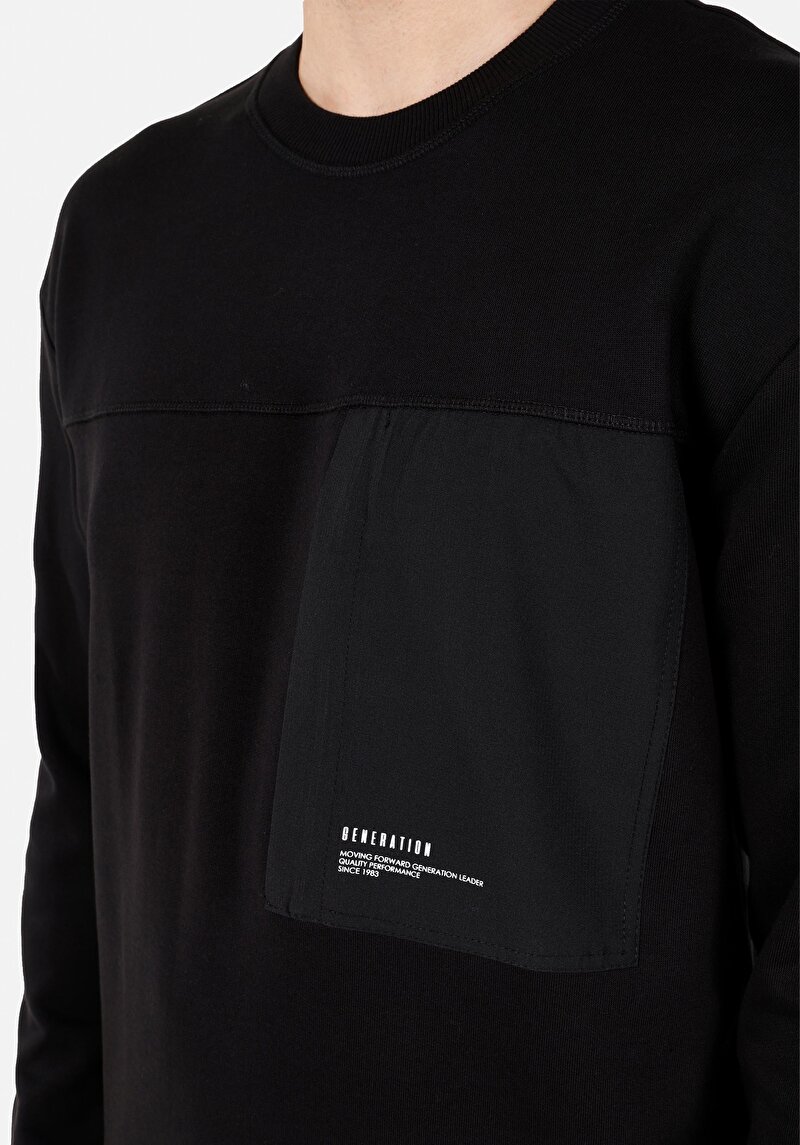 Comfort Fit Erkek Siyah Sweatshirt