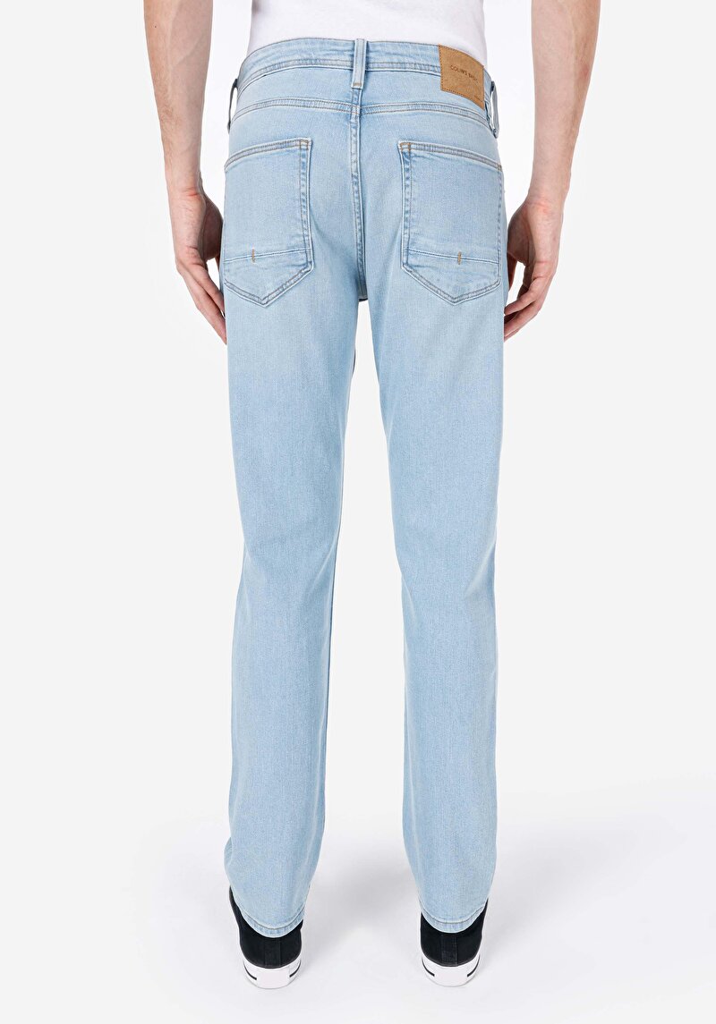 Straight Fit Düşük Bel Düz Paça Erkek Açik İndigo Jean Pantolon