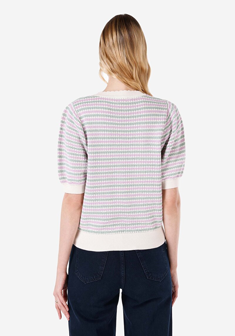 Regular Fit Yuvarlak Yaka Kadın Çok Renkli Kısa Kol Kazak