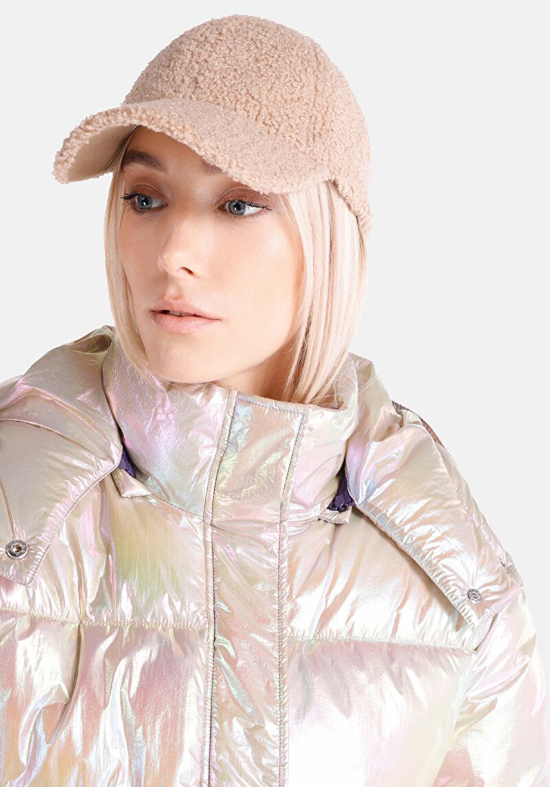 Regular Fit Kapüşonlu Fermuarlı Astarlı  Kadın Pembe Mont