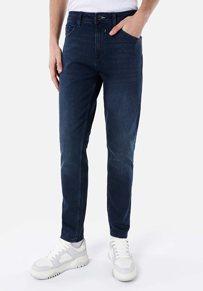 Straight Fit Erkek Koyu İndigo Jean Pantolon