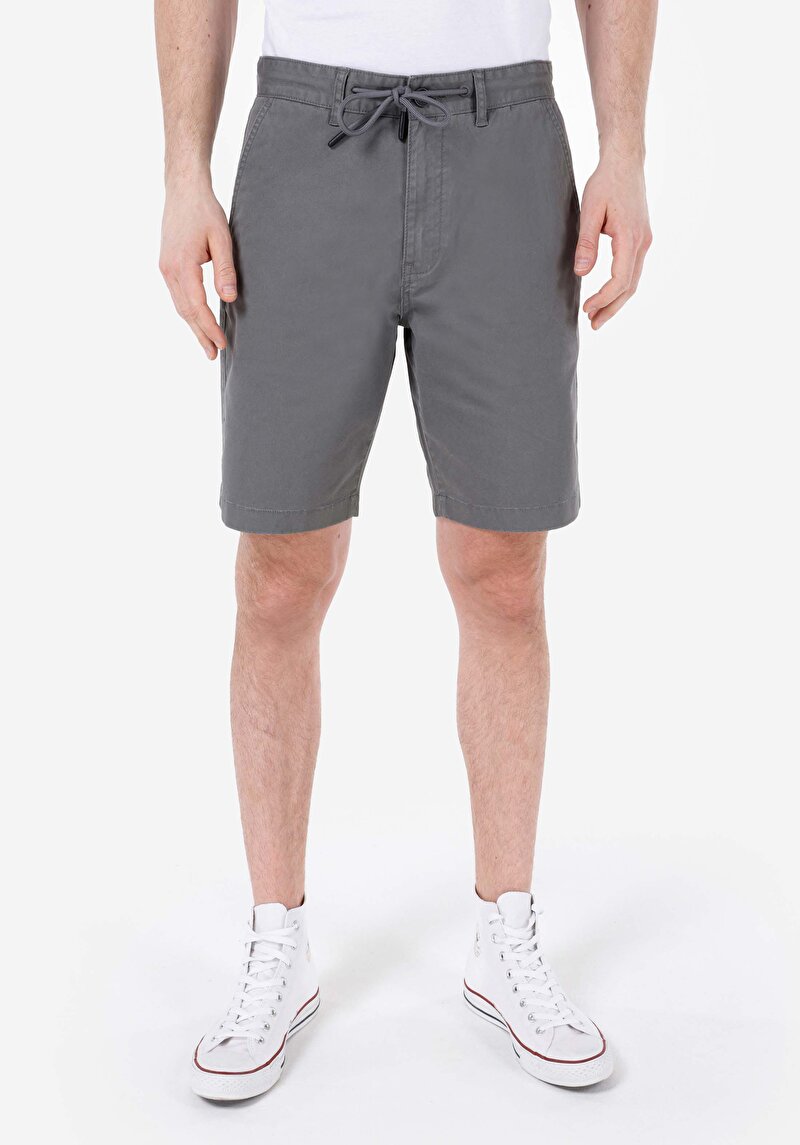 Regular Fit Cepli Orta Bel Düz Erkek Antrasit Şort