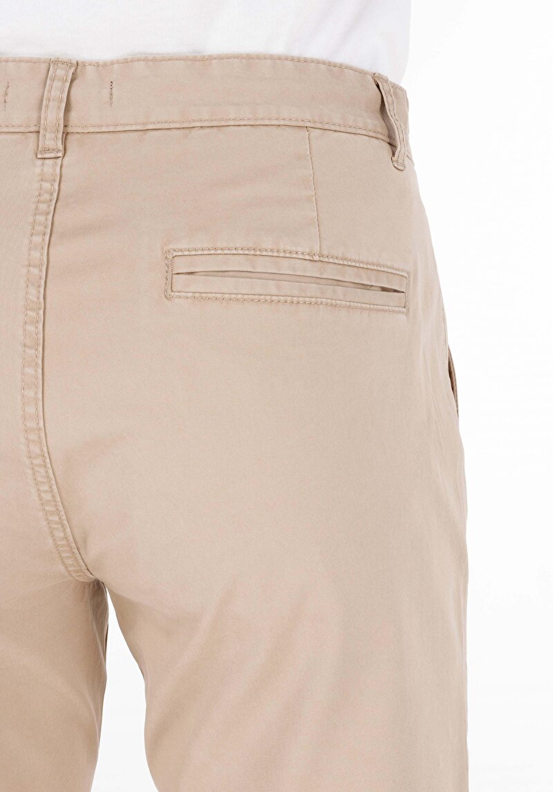 Regular Fit Orta Bel Düz Erkek Kahverengi Şort