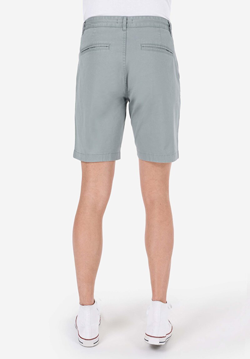 Regular Fit Pamuklu Orta Bel Düz Erkek Yeşil Şort