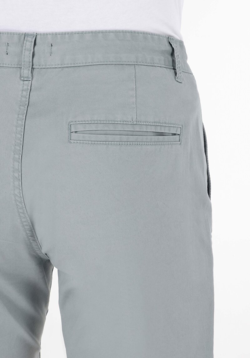 Regular Fit Pamuklu Orta Bel Düz Erkek Yeşil Şort