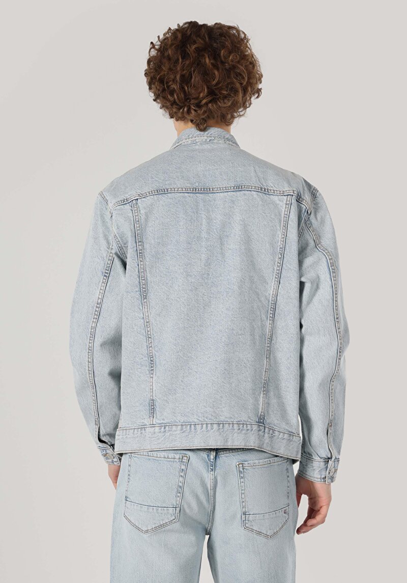 Regular Fit Fermuarlı Astarsız Erkek Mavi Ceket