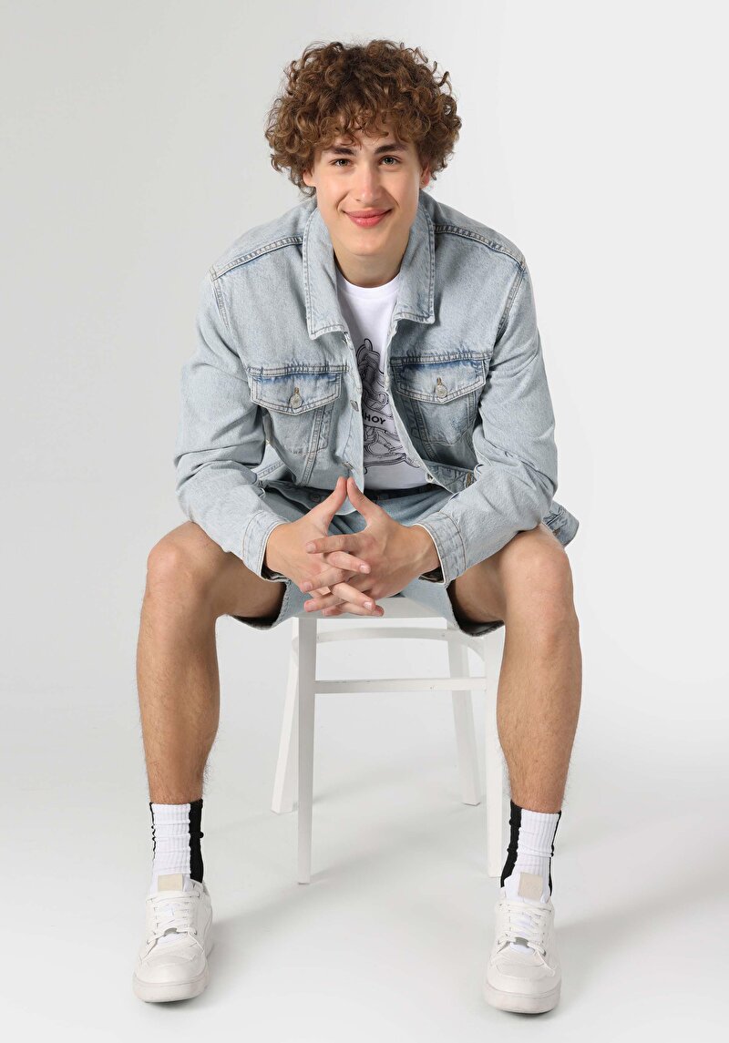 Regular Fit Fermuarlı Astarsız Erkek Mavi Ceket