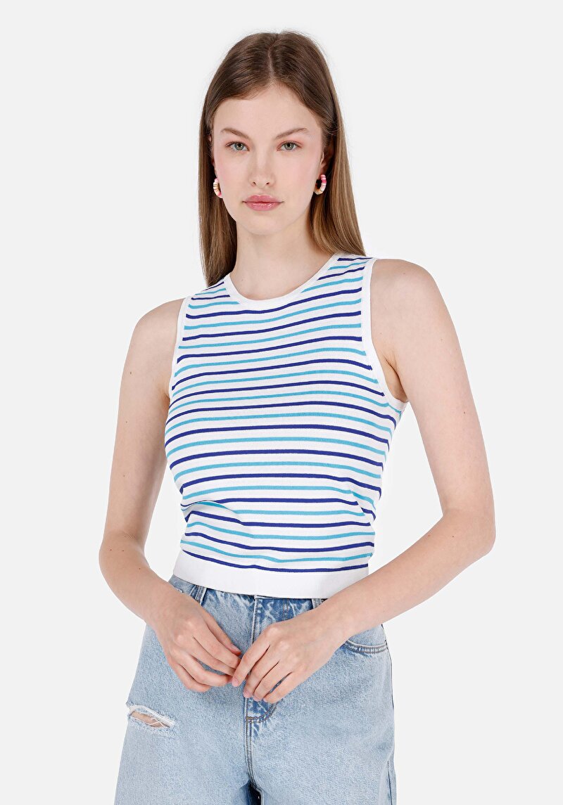 Slim Fit Kadın Mavi Kazak