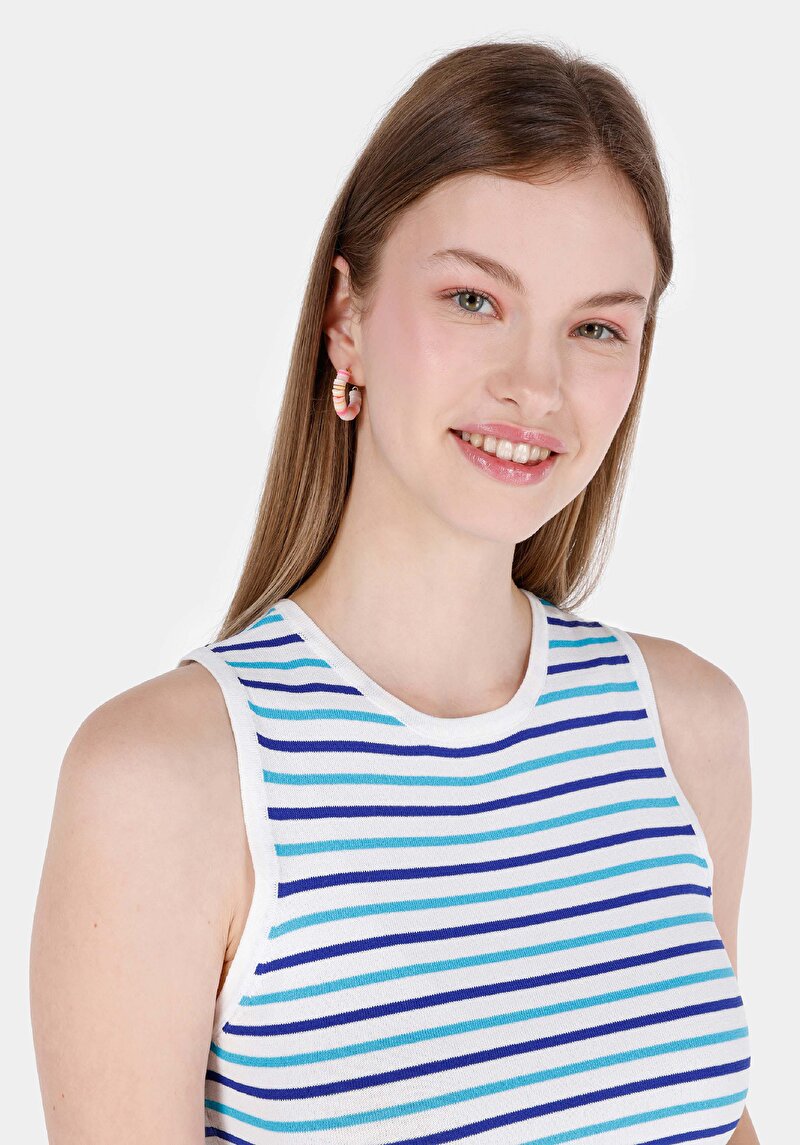 Slim Fit Kadın Mavi Kazak