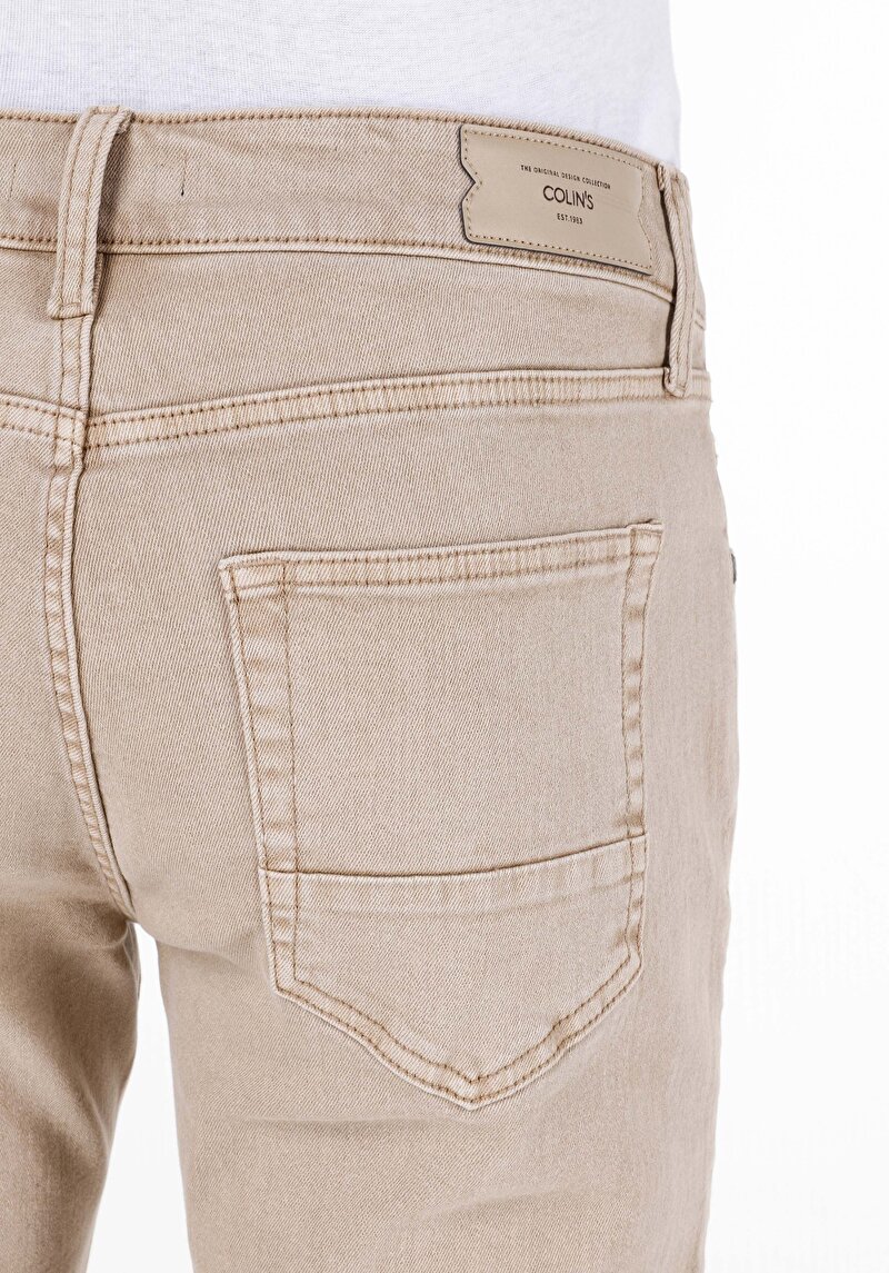 Astarsız Straight Fit Orta Bel Düz Paça Erkek Bej Pantolon