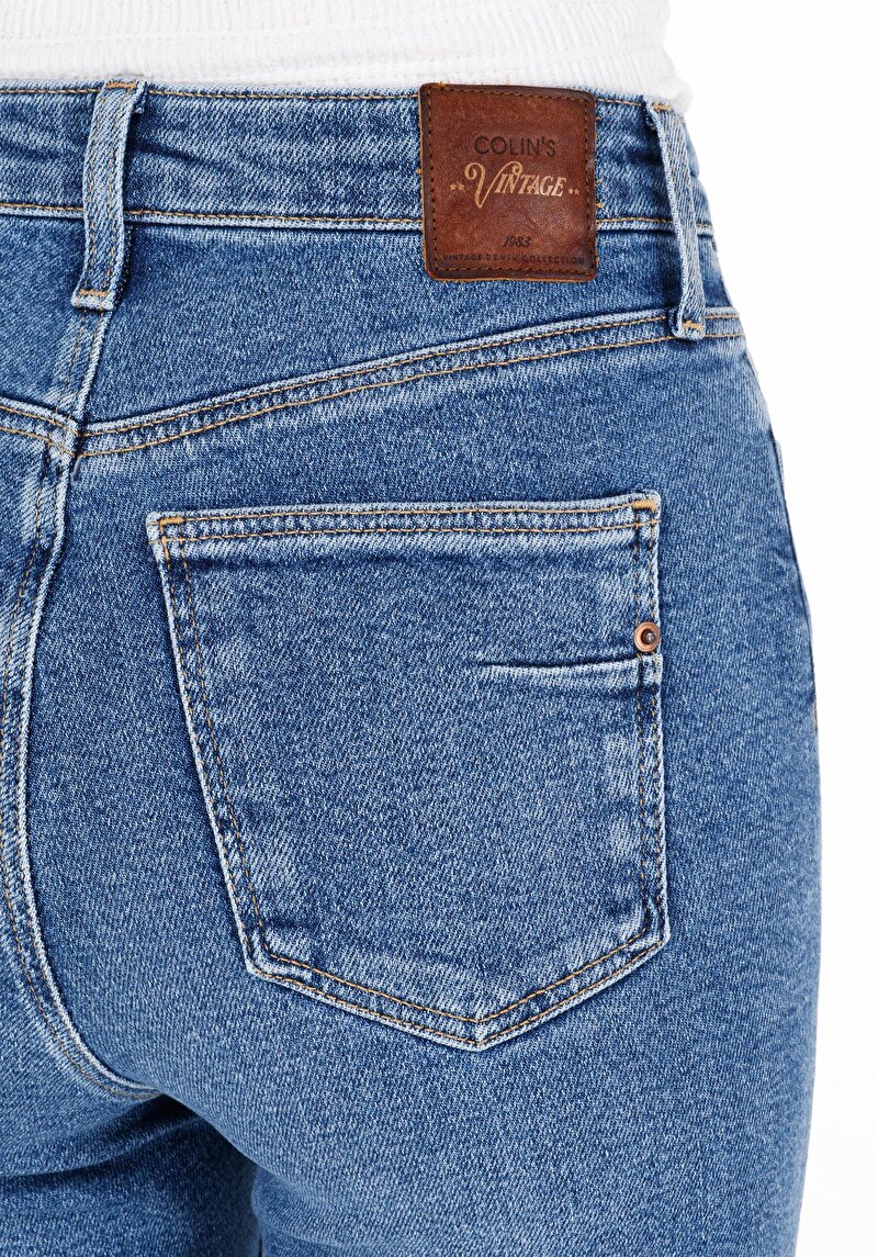 Skinny Fit Kadın İndigo Denim Jean Pantolon