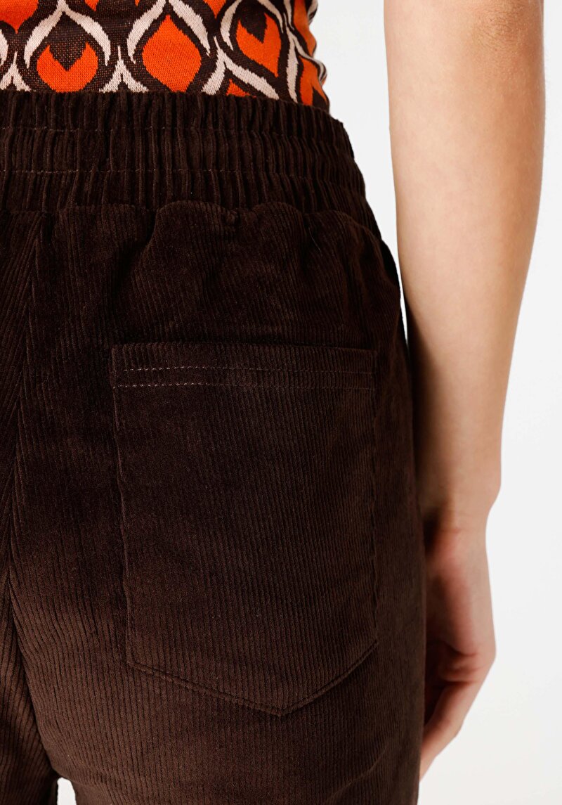 Regular Fit Yüksek Bel Düz Paça Kadın Kahverengi  Pantolon