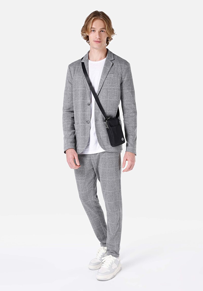 Slim Fit Erkek Gri Ceket