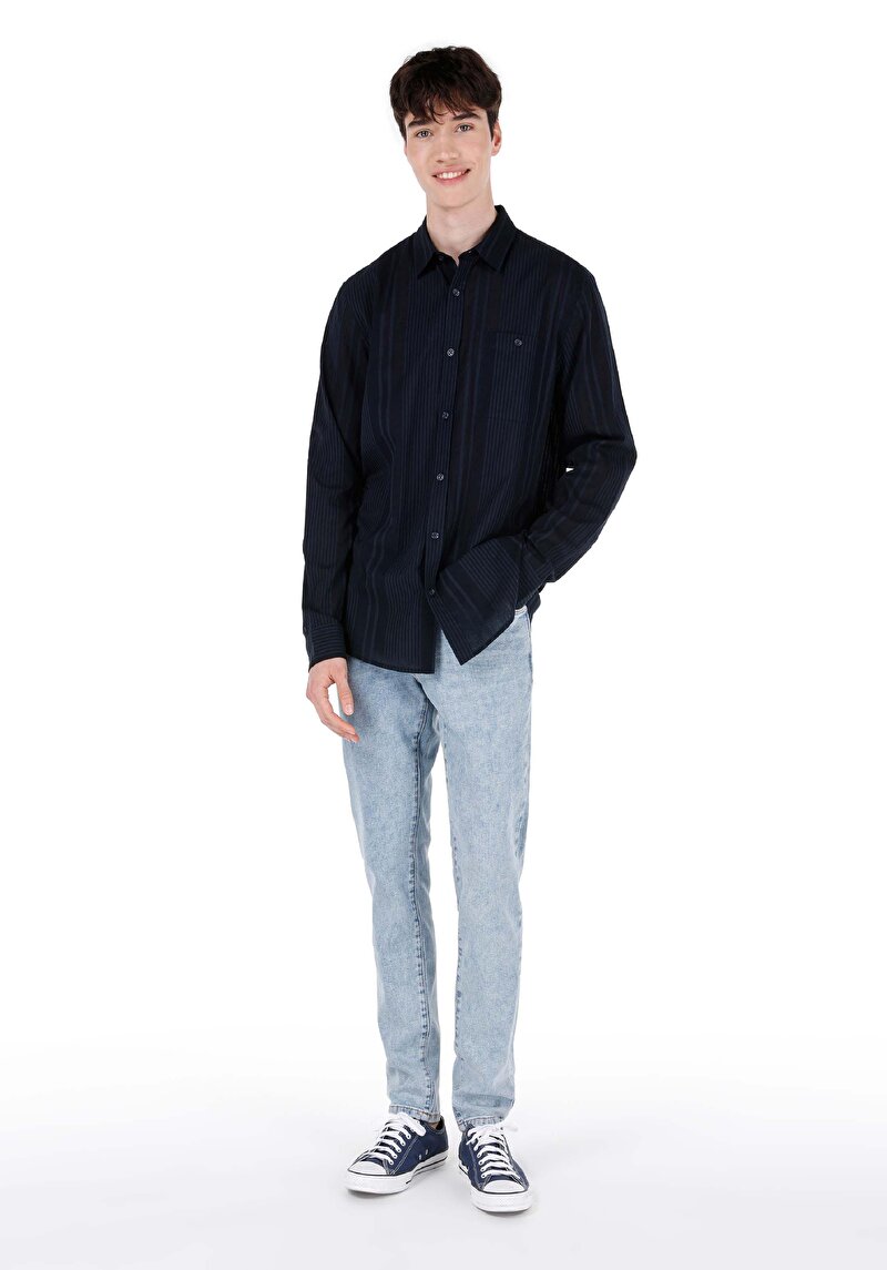 Slim Fit Erkek İndigo Jean Pantolon