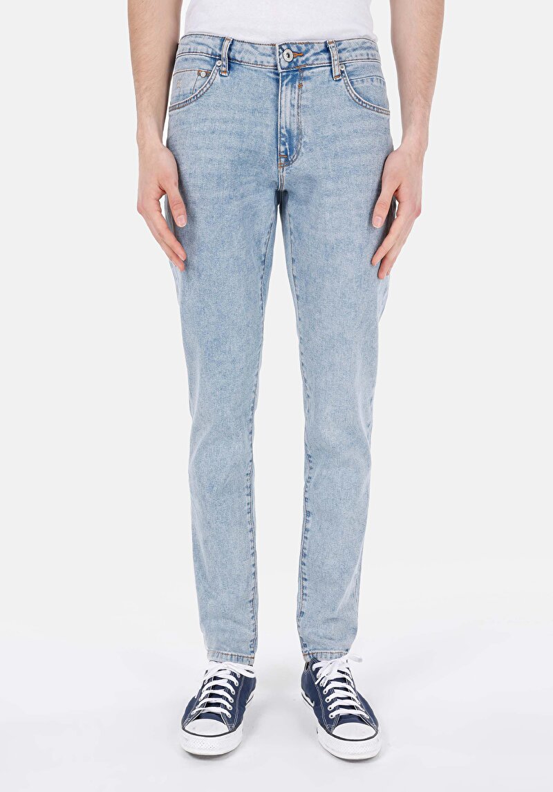 Slim Fit Erkek İndigo Jean Pantolon