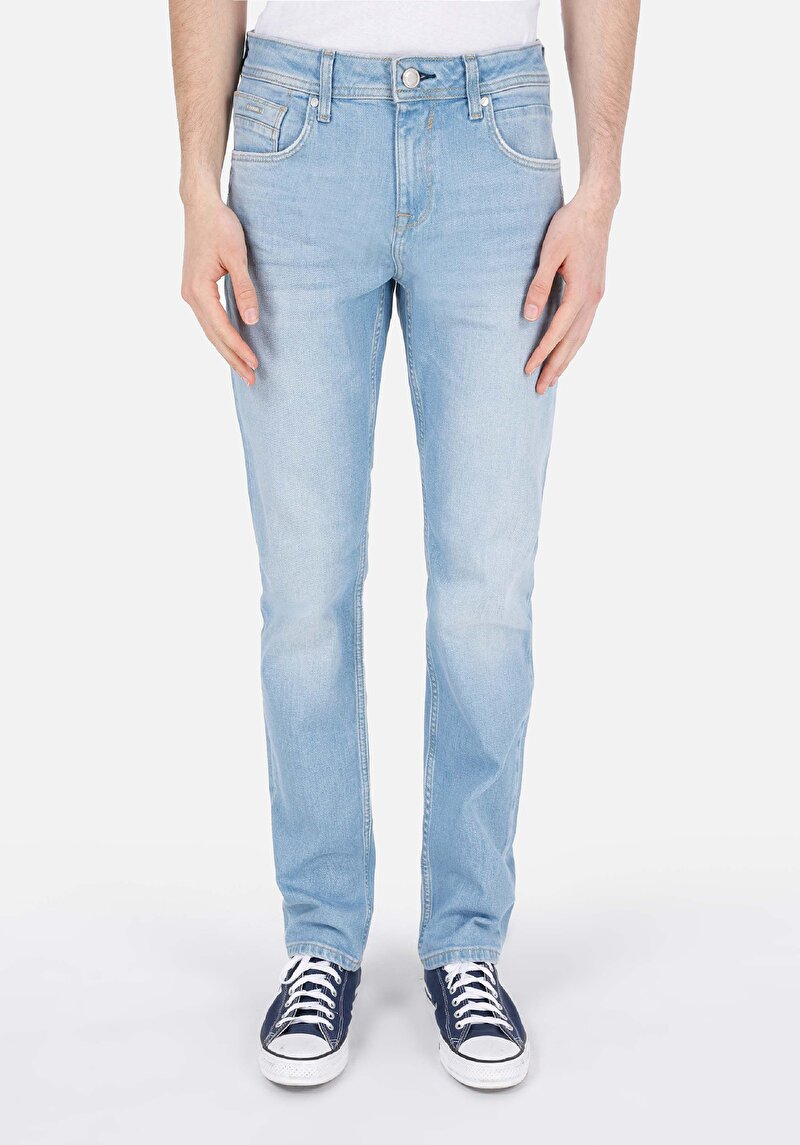 Straight Fit Erkek İndigo Jean Pantolon