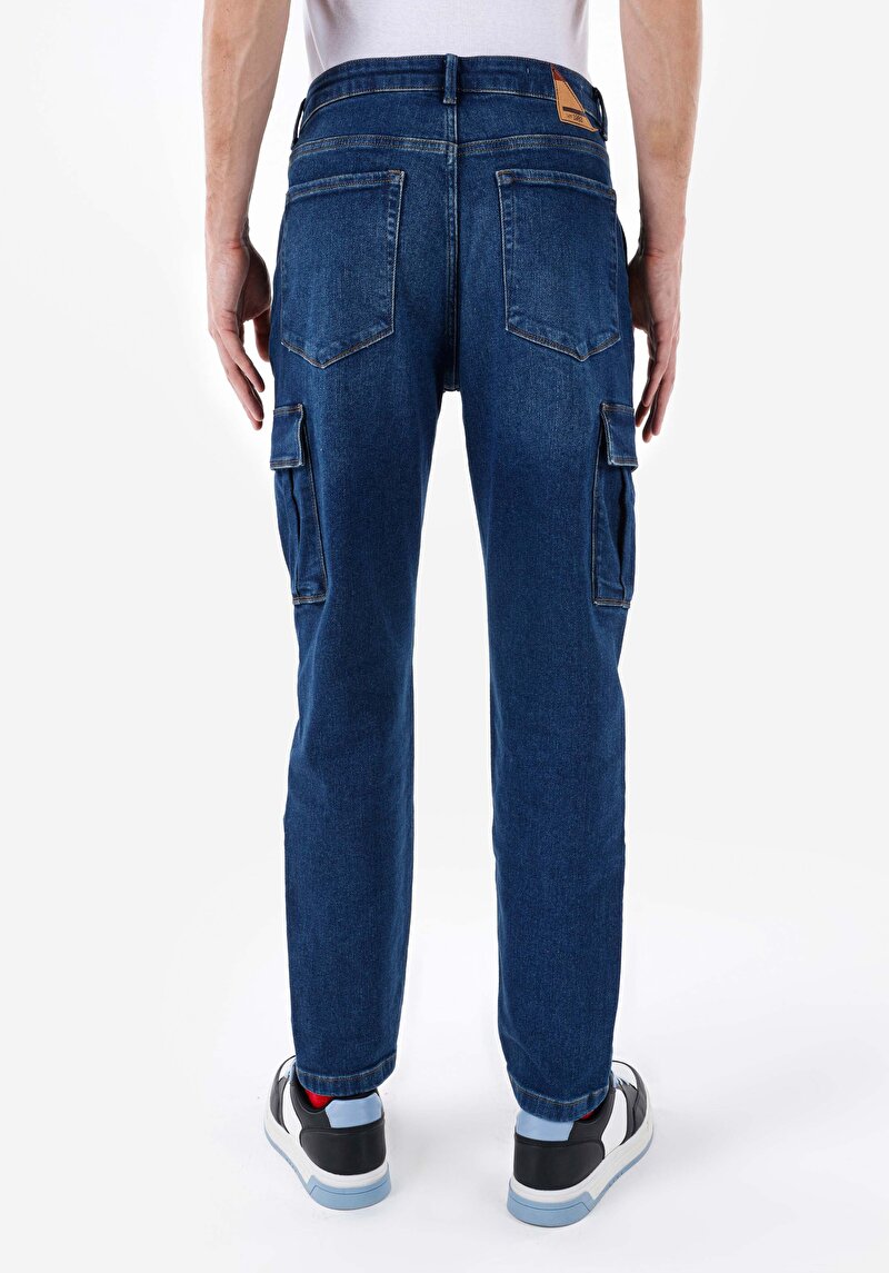 Carrot Cargo Orta Bel Kısa Paça Erkek İndigo Jean Pantolon