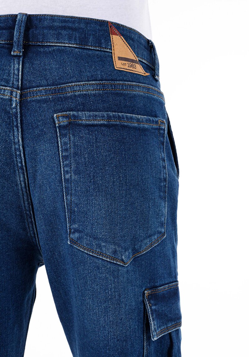 Carrot Cargo Orta Bel Kısa Paça Erkek İndigo Jean Pantolon