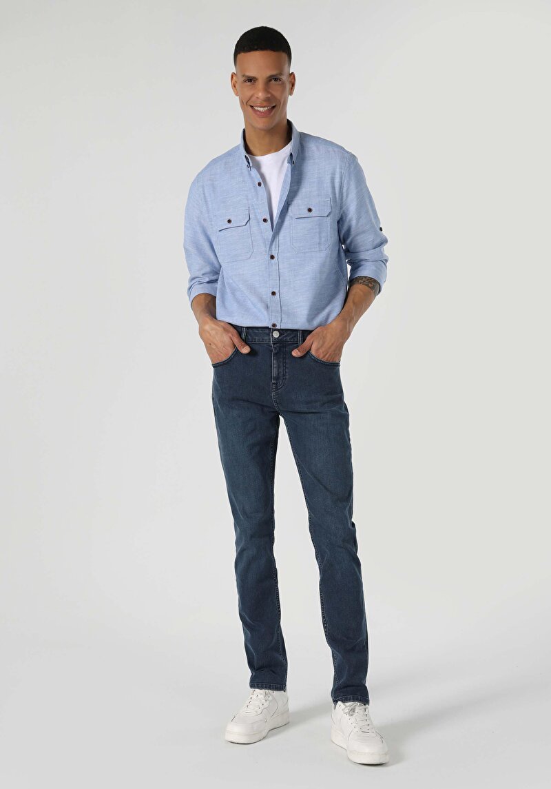 Straight Fit Düşük Bel Düz Paça Erkek Denim Jean Pantolon