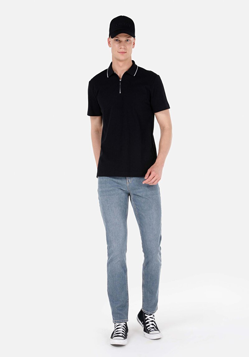 Straight Fit Düşük Bel Düz Paça Erkek İndigo Jean Pantolon