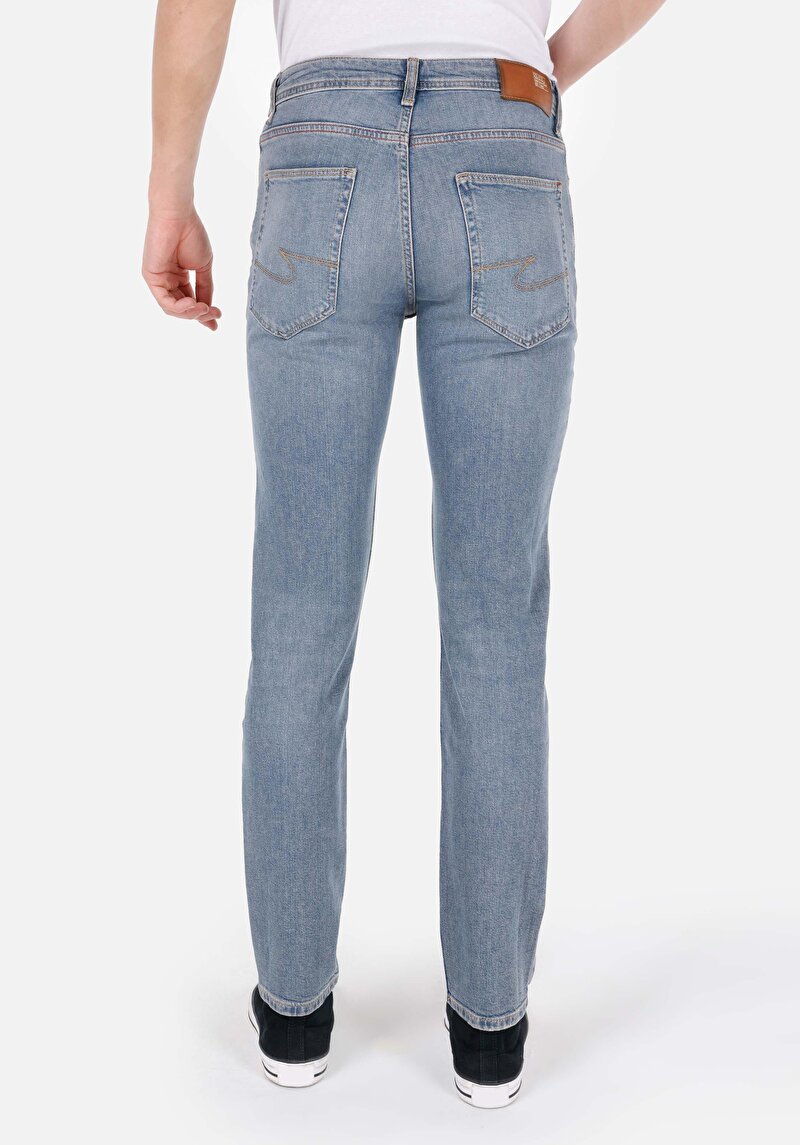 Straight Fit Düşük Bel Düz Paça Erkek İndigo Jean Pantolon