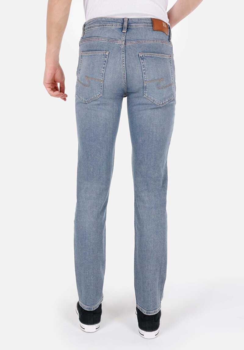 Straight Fit Düşük Bel Düz Paça Erkek İndigo Jean Pantolon
