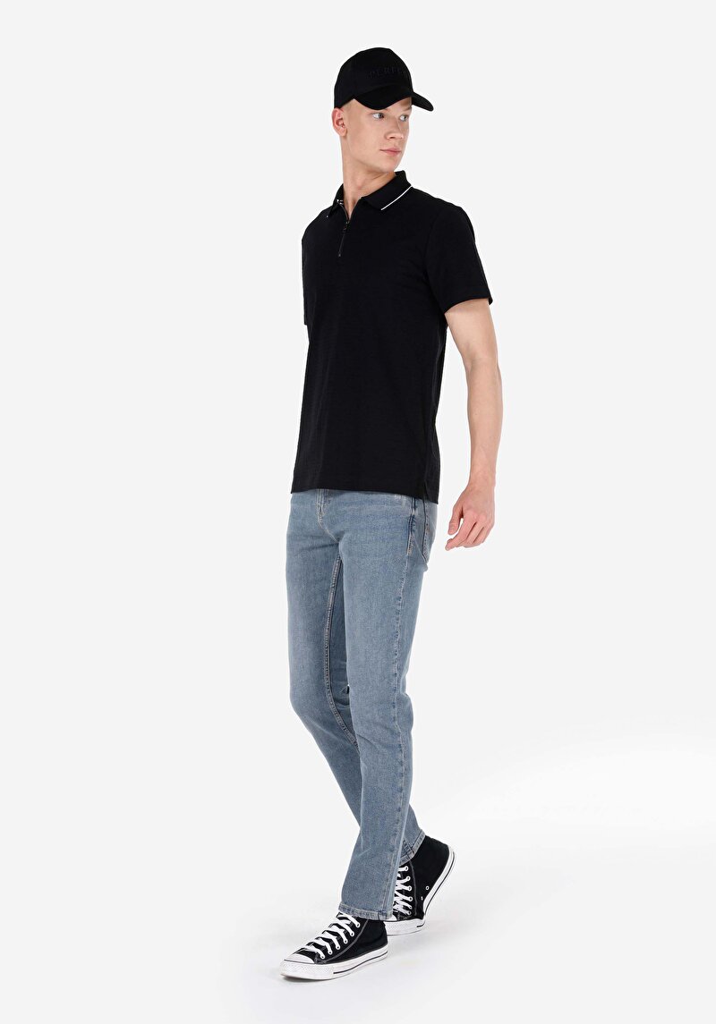 Straight Fit Düşük Bel Düz Paça Erkek İndigo Jean Pantolon