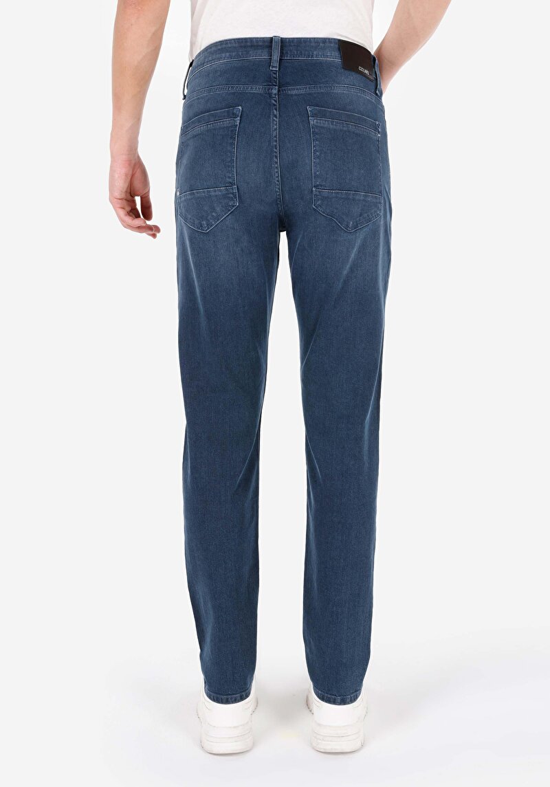 Regular Fit Erkek Koyu İndigo Denim Jean Pantolon