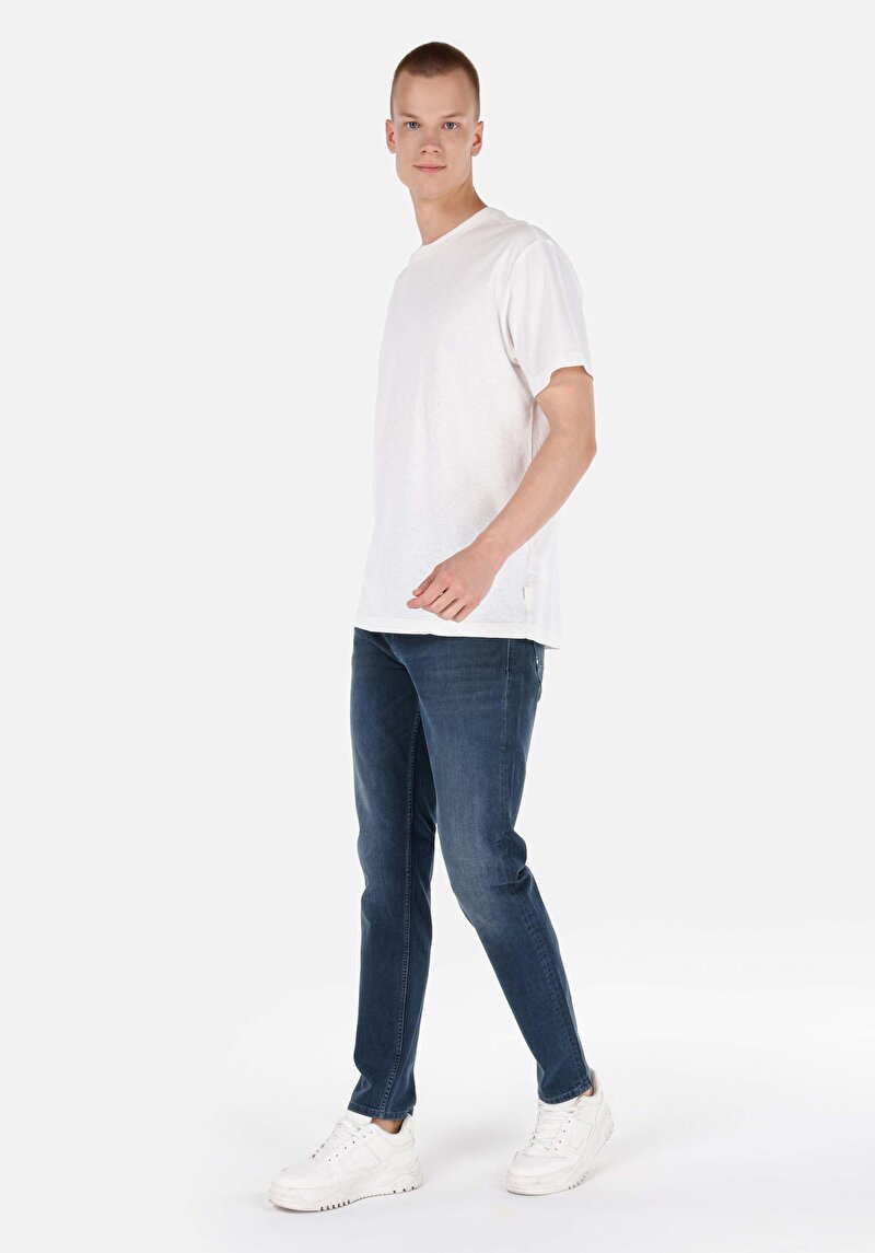 Regular Fit Erkek Koyu İndigo Denim Jean Pantolon
