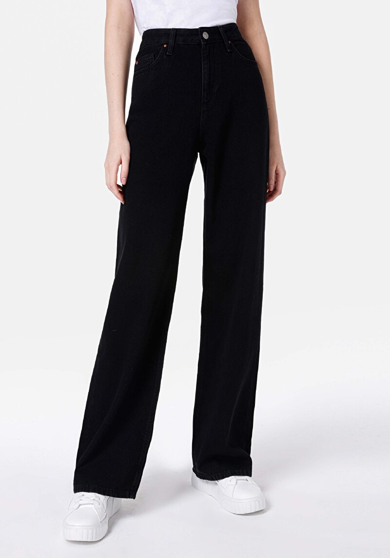 Regular Fit Kadın Siyah Jean Pantolon