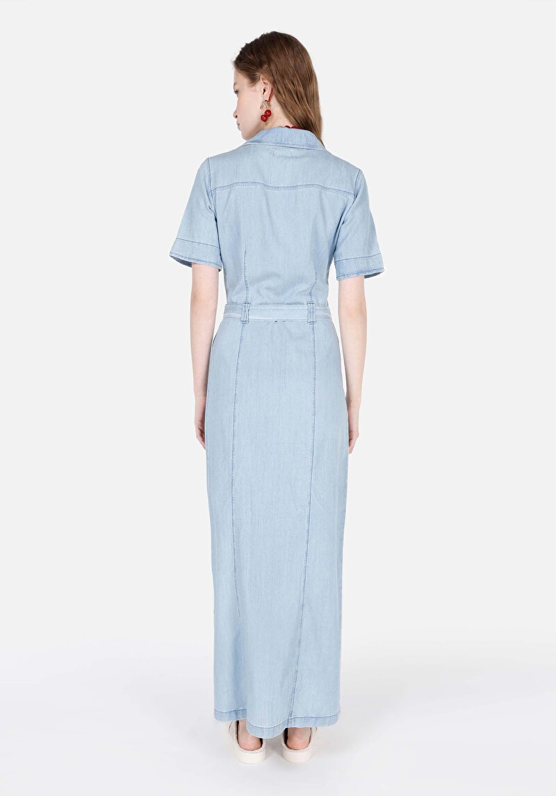 Slim Fit Düz Kadın Beyaz Kısa Kol Elbise