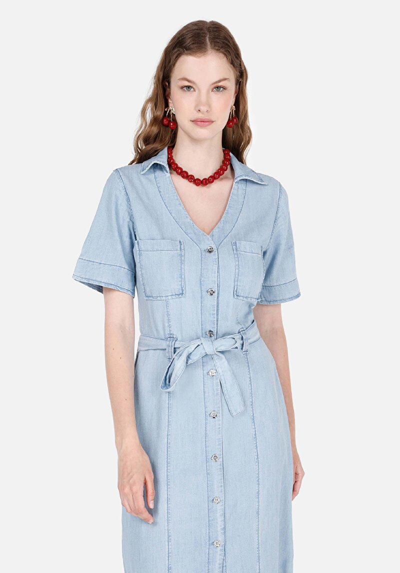 Slim Fit Düz Kadın Beyaz Kısa Kol Elbise