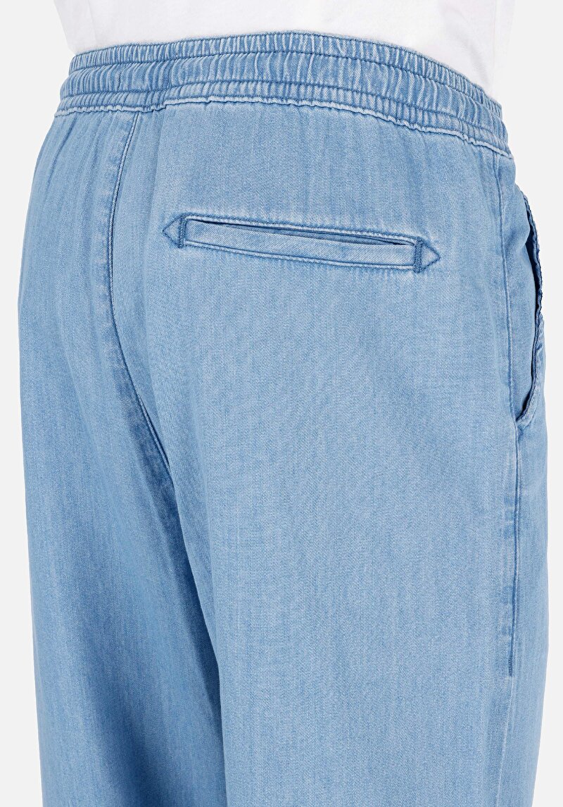 Jogger Fit Orta Bel Düz Paça Erkek İndigo Jean Pantolon