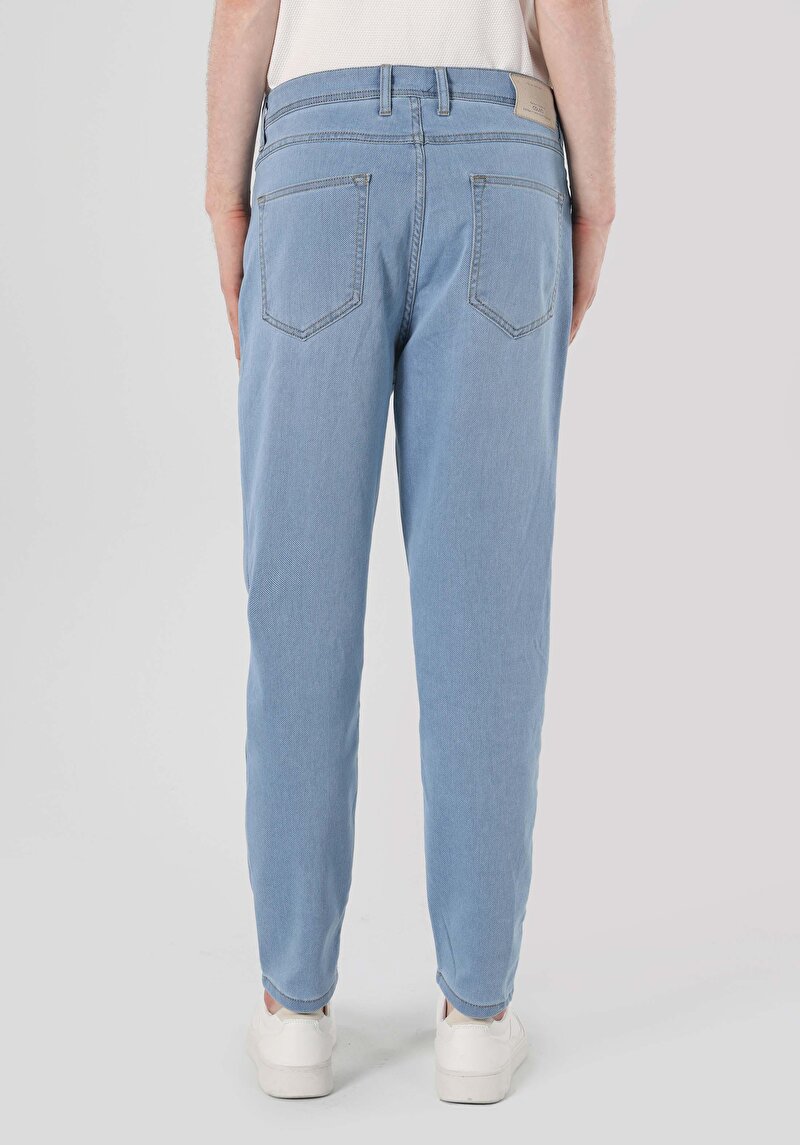 Straıght Fıt Orta Bel Düz Paça Erkek Mavi Pantolon