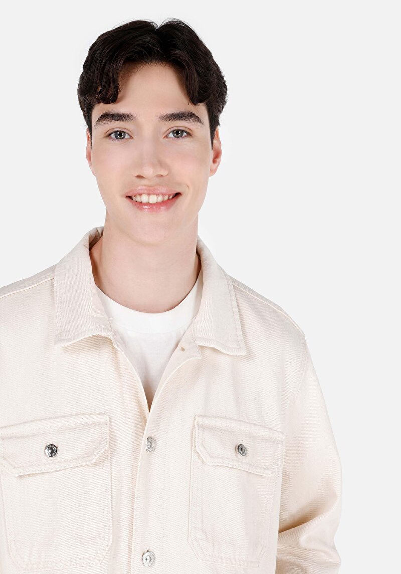 Regular Fit Klasik Yaka Düz Erkek Bej Uzun Kol Gömlek