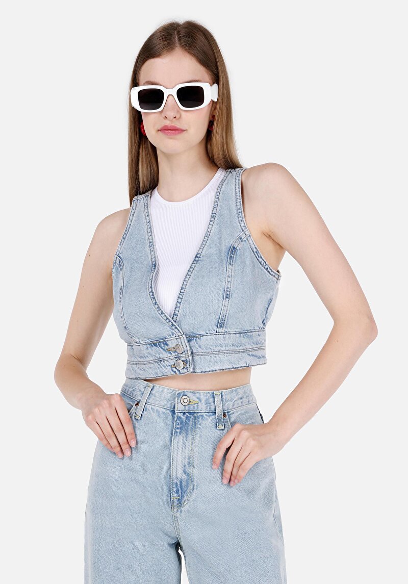 Slim Fit Kadın Mavi Gömlek