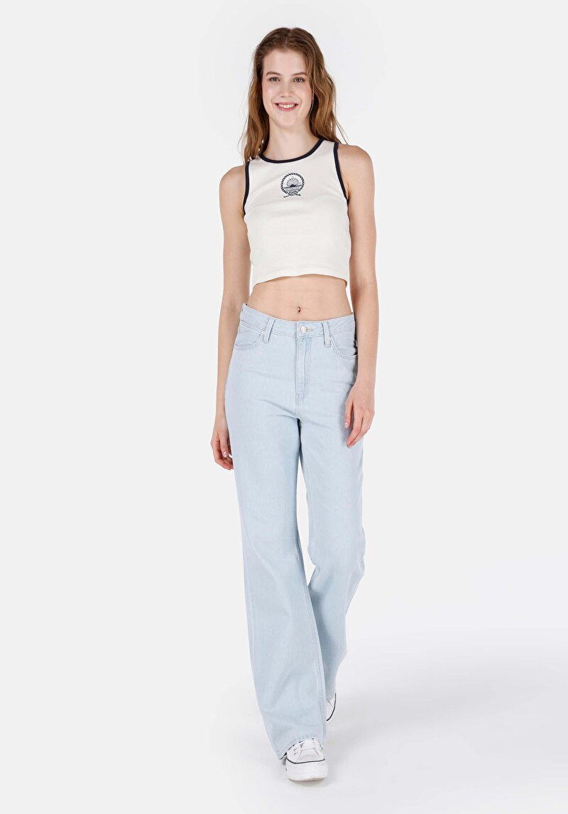 Regular Fit Orta Bel Bootcut Kadın Cepli İndigo Jean Pantolon