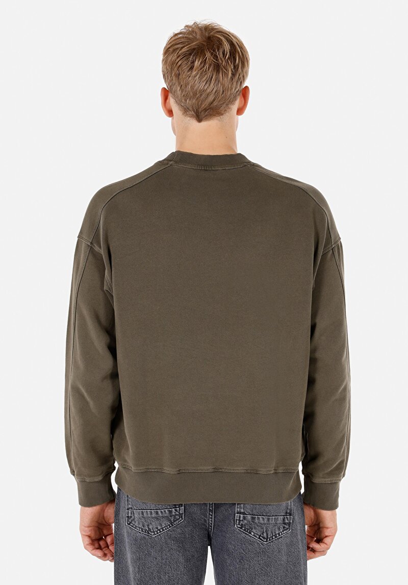 Oversize Fit Erkek Yeşil Sweatshirt