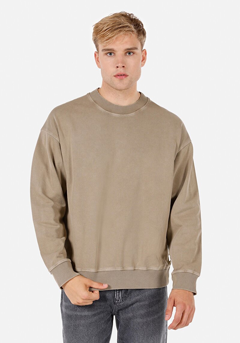 Oversize Fit Erkek Gri Sweatshirt